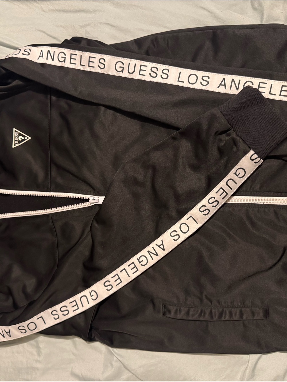 Guess Black Jacket with Red Label and White Zipper